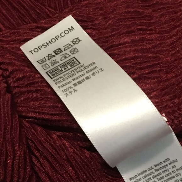 NWT Topshop Burgundy Doleman Sleeve Open Back Twist Crepe Top - Picture 9 of 15